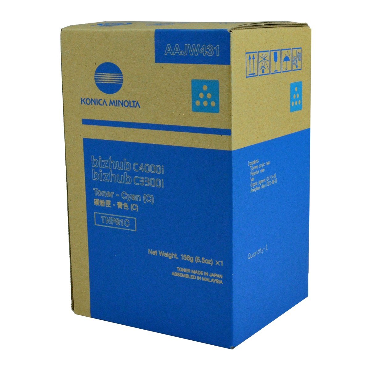 Konica Minolta AAJW431, TNP81C OEM Toner Cyan 9K Yield for use in BIZH