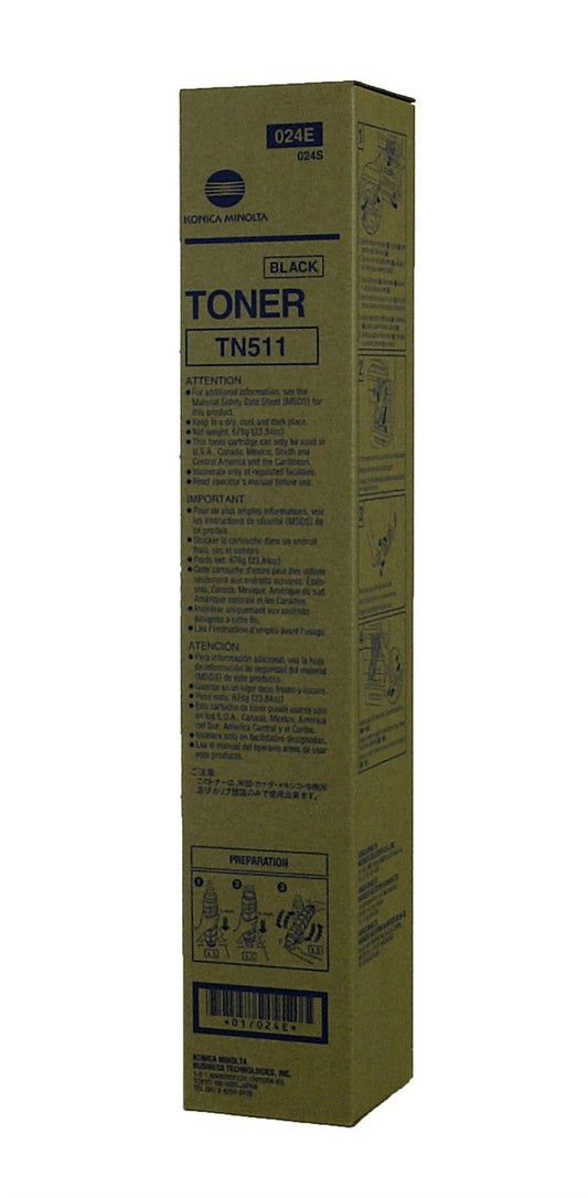 Konica Minolta 024E, TN511 OEM Toner Black 32.2K Yield for use in BIZH