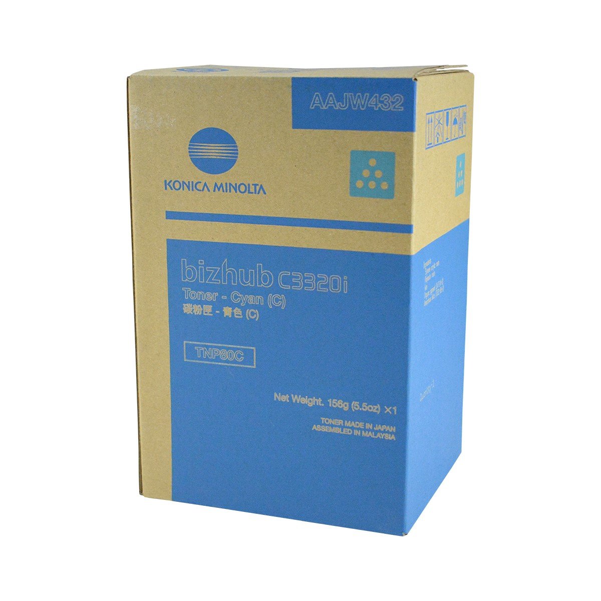 Konica Minolta AAJW432, TNP80C OEM Toner Cyan 9K Yield for use in BIZH