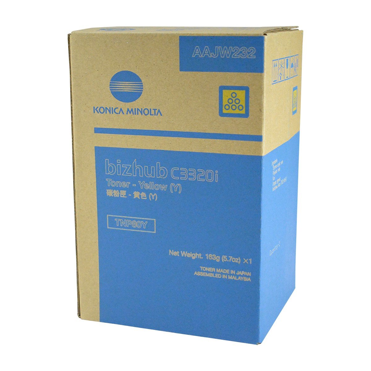 Konica Minolta AAJW232, TNP80Y OEM Toner Yellow 9K Yield for use in BI