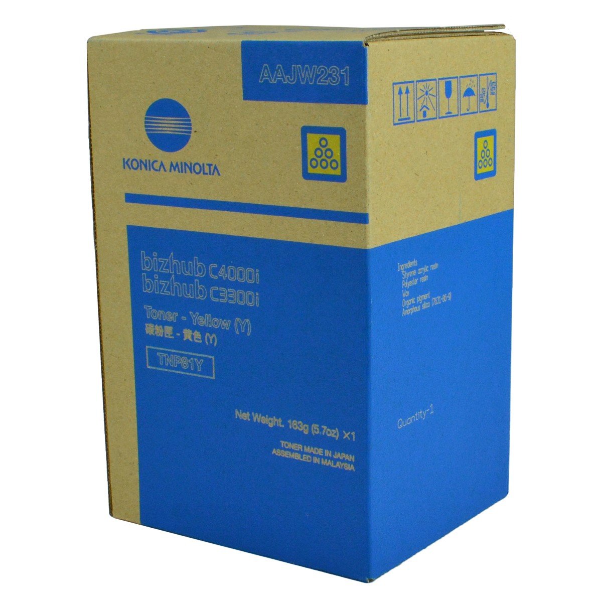 Konica Minolta AAJW231, TNP81Y OEM Toner Yellow 9K Yield for use in BI