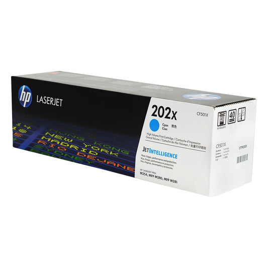 HP 202X, CF501X OEM Toner Cyan 2.5K High Yield for use in COLOR LJ PRO