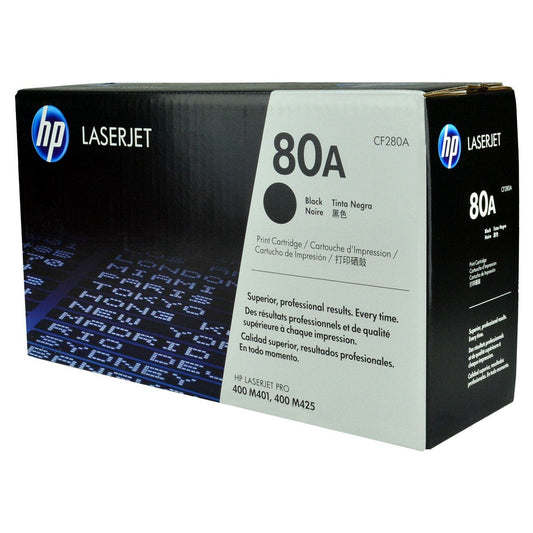 HP 80A, CF280A OEM Toner Black 2.7K Yield for use in LJ PRO 400 M401DN