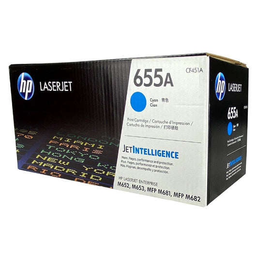 HP 655A, CF451A OEM Toner Cyan 10.5K Yield for use in COLOR LJ ENTERPR