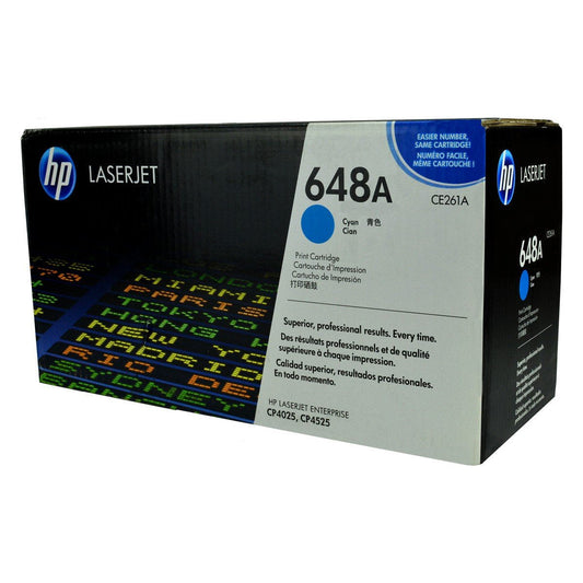 HP 648A, CE261A OEM Toner Cyan 11K Yield for use in COLOR LJ CP4025, C