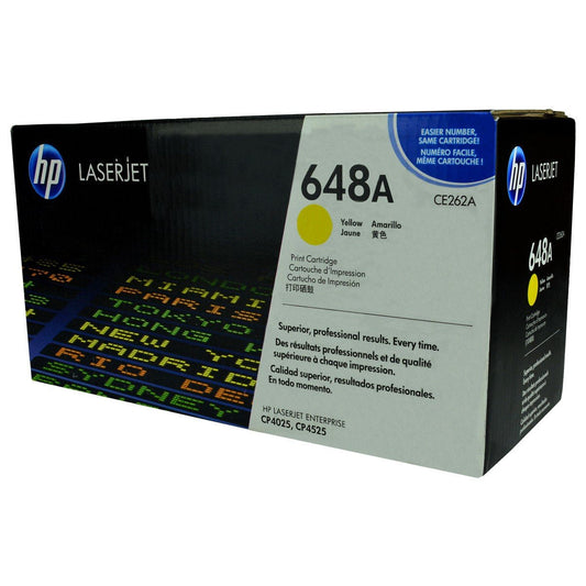 HP 648A, CE262A OEM Toner Yellow 11K Yield for use in COLOR LJ CP4025,