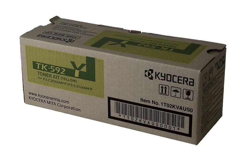 Kyocera Mita 1T02KVAUS0, TK592Y OEM Toner Yellow 5K Yield for use in F