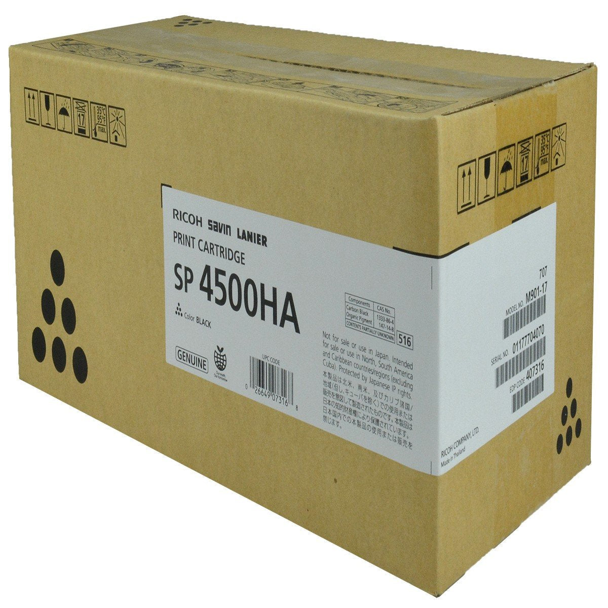 Ricoh 407316, SP-4500HA OEM Toner Black 12K Yield for use in SP 4510DN