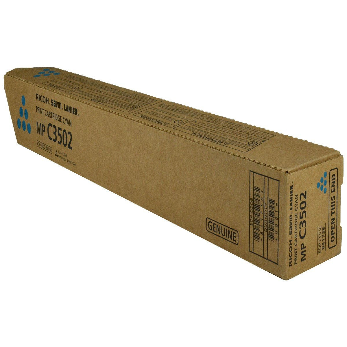 Ricoh 841650, 841738 OEM Toner Cyan 18K Yield for use in AFICIO MP C30