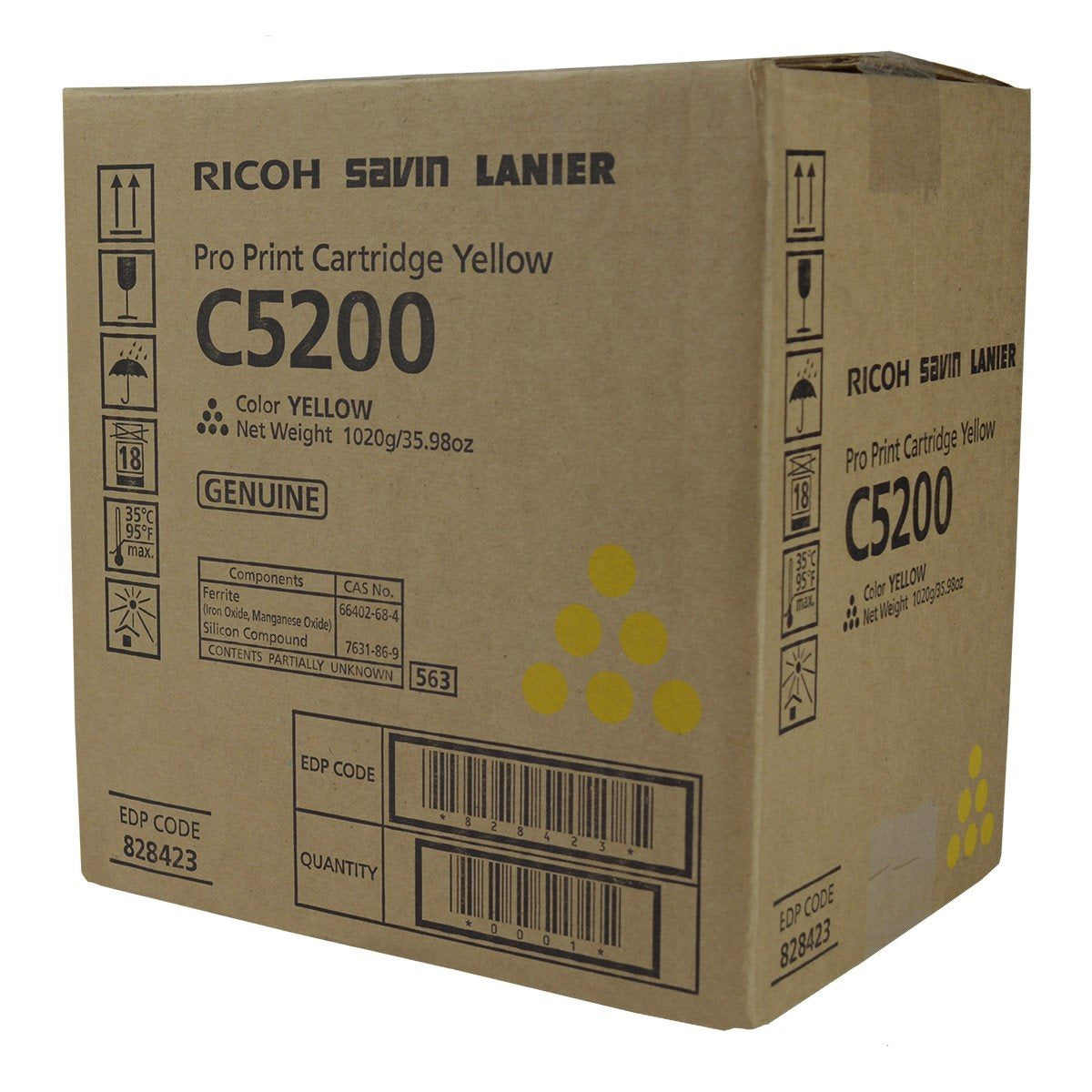 Ricoh 828423 OEM Toner Yellow 24K Yield for use in PRO C5200S, PRO C52