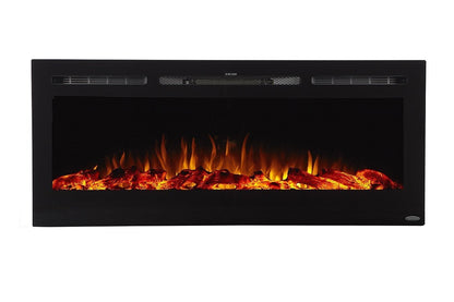 Touchstone Sideline 50" Black Recessed Electric Fireplace, Flush Mounted Wall