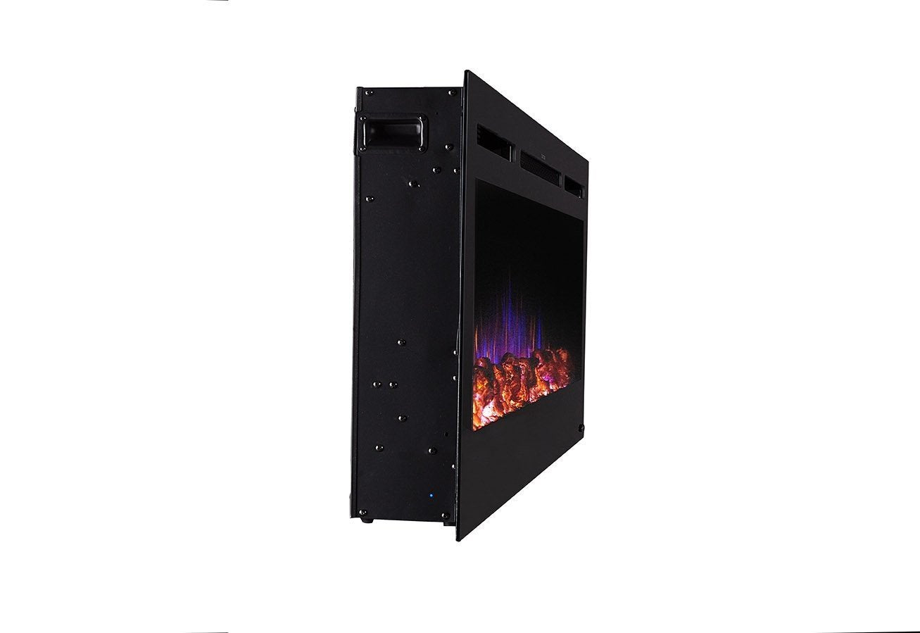 Touchstone Sideline 50" Black Recessed Electric Fireplace, Flush Mounted Wall