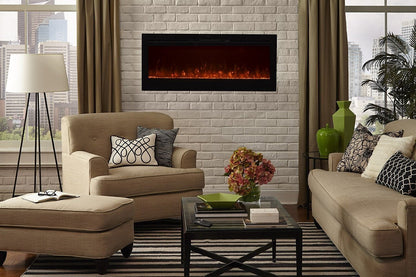 Touchstone Sideline 50" Black Recessed Electric Fireplace, Flush Mounted Wall