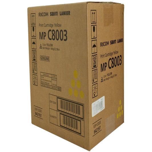 Ricoh 842197 OEM Toner Yellow 26K Yield for use in MP C6503, MP C8003